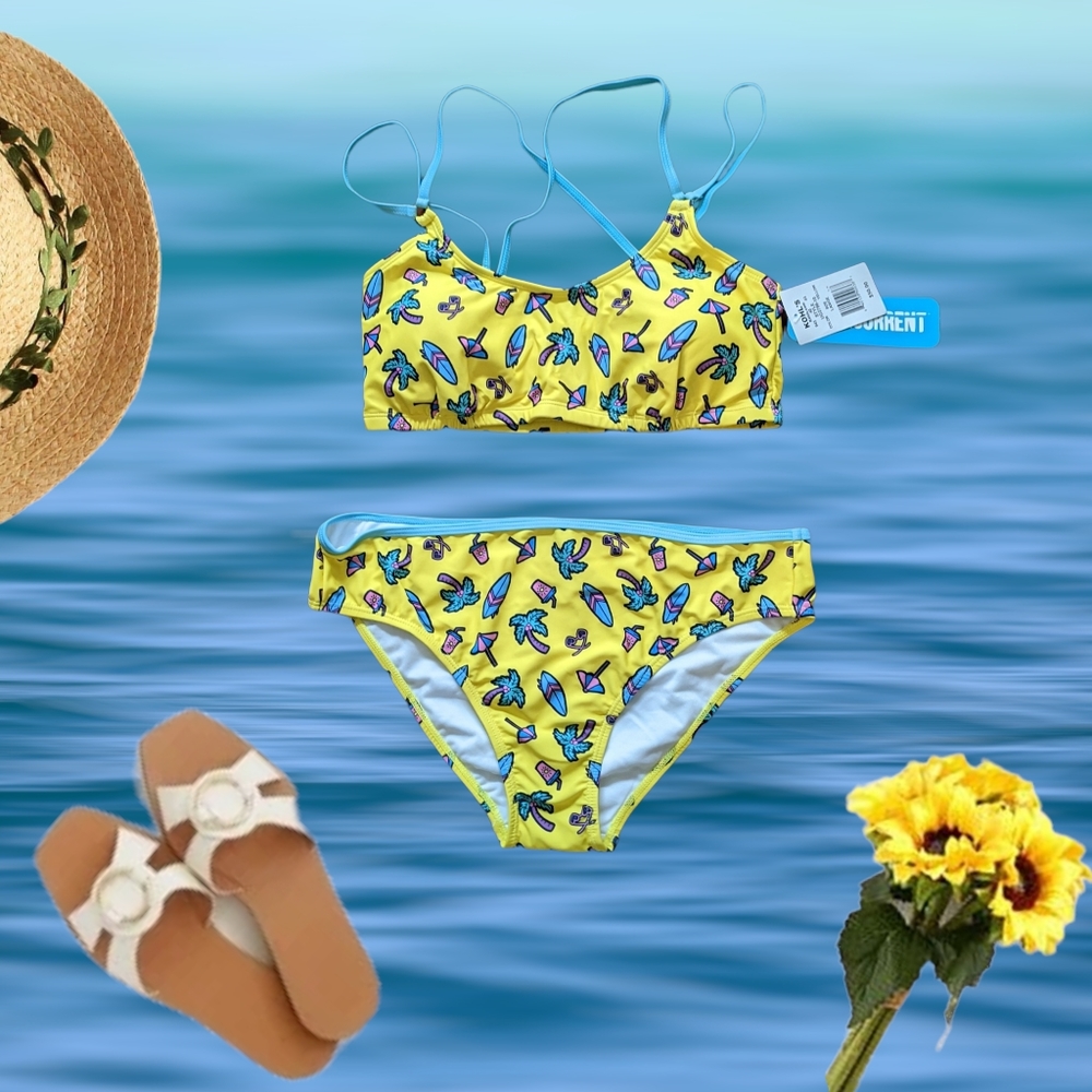 Kohl's Juniors' UNDERCURRENT Graphic Strappy Bikini Set Size L